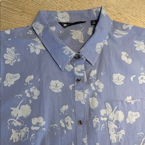 Purple Flower short sleeve button down shirt